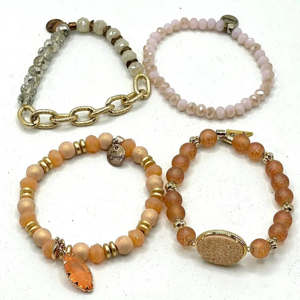 Erimish Beaded Stretch Bracelets Set of Four Multicolor OS One Size